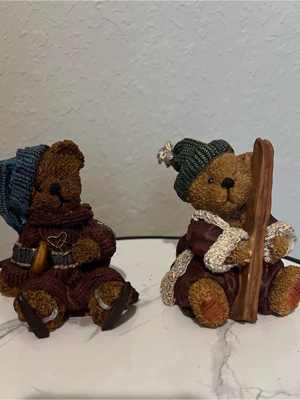 Boyds Bears Brown Holiday Bear Pair with Green and Blue Hats